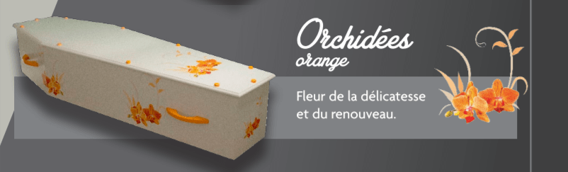 cercueil décoré motif orchidées CJ créations funéraires