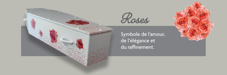 cercueil décoré motif roses CJ créations funéraires