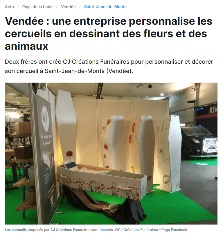 actualité cj création funéraires dans le journal courrier vendéen
